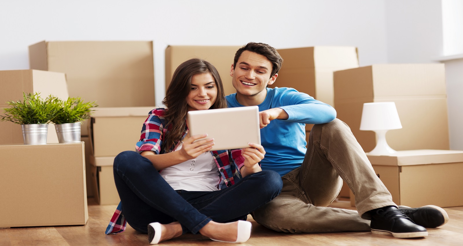 Home happy couple take decisions