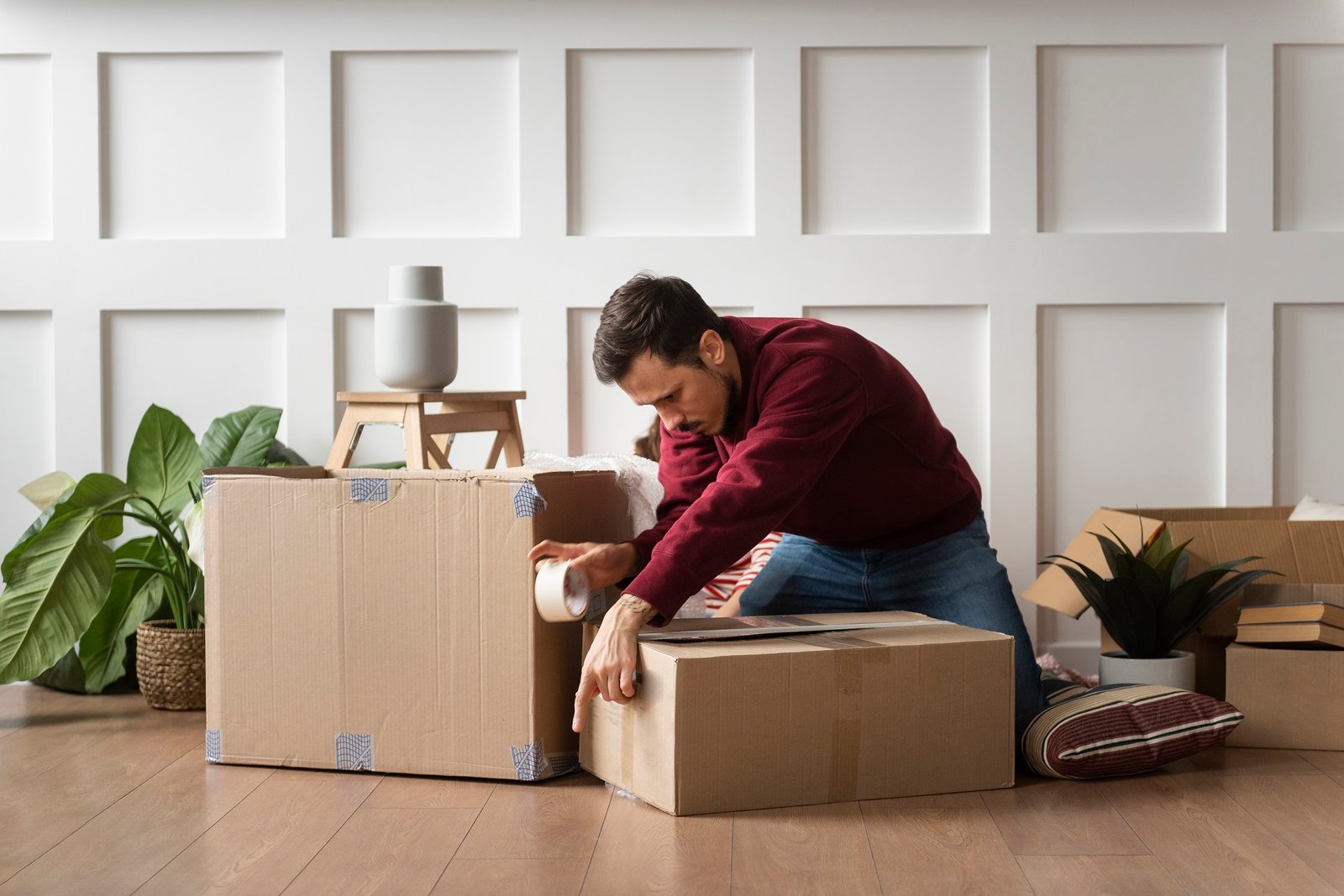 About Us young adult moving into new home